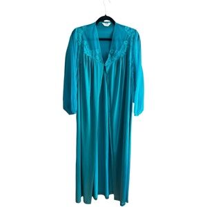 Henson Kickernick/Vanity Fair vintage teal robe/gown set Sz M/L